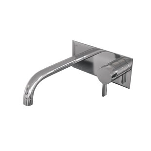 Inbouw Wastafelmengkraan Brauer Chrome Edition Coldstart Gebogen Uitloop Halfronde Hendel Rechts Chroom Met Afdekplaat