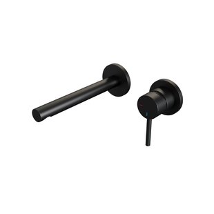 Inbouw Wastafelmengkraan Brauer Black Edition Coldstart Rechte Uitloop Ronde Hendel Rechts Mat Zwart Met Rozetten