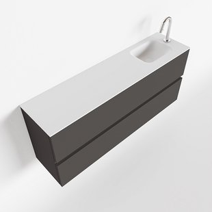 MONDIAZ ADA 120cm toiletmeubel dark grey. LEX wastafel talc rechts 1 kraangat