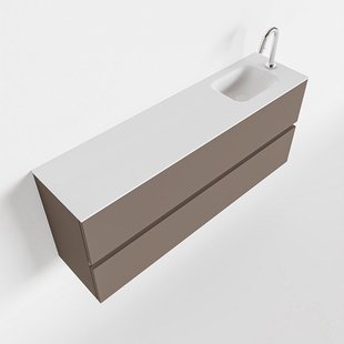 MONDIAZ ADA 120cm toiletmeubel smoke. LEX wastafel talc rechts 1 kraangat