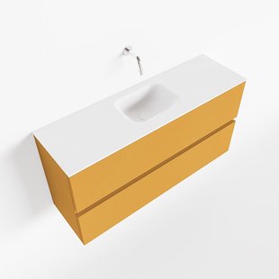 MONDIAZ ADA 100cm toiletmeubel ocher. LEX wastafel talc midden zonder kraangat