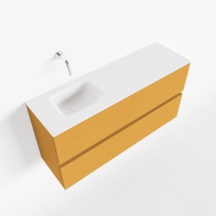 MONDIAZ ADA 100cm toiletmeubel ocher. LEX wastafel talc links zonder kraangat