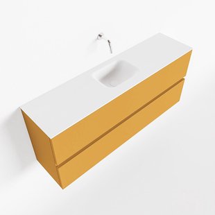 MONDIAZ ADA 120cm toiletmeubel ocher. LEX wastafel talc midden zonder kraangat