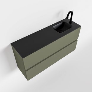 MONDIAZ ADA 100cm toiletmeubel army. LEX wastafel urban rechts 1 kraangat