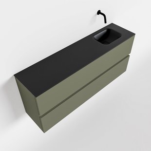 MONDIAZ ADA 120cm toiletmeubel army. LEX wastafel urban rechts zonder kraangat