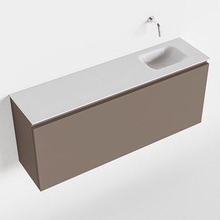 MONDIAZ OLAN 120cm toiletmeubel smoke. LEX wastafel talc rechts geen kraangat