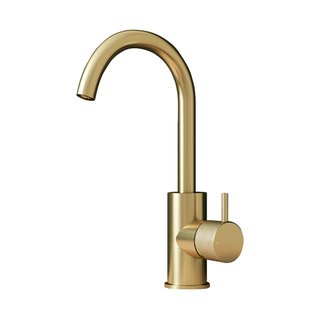 Wastafelmengkraan Hotbath Cobber X Met Draaibare Uitloop 27.8 cm Geborsteld Messing PVD