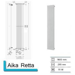 Handdoekradiator Aika Retta 1800 x 295 mm Mat Zwart
