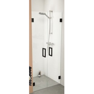 Nisdeur by Sealskin &apos;I AM&apos; 2 Pendeldeuren 100x200 cm Mat Zwart Helder Antikalk Glas