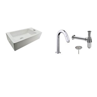 FonteinPack Rhea Mini 36x18x9 cm Rechts Chroom (Keuze uit 20 kranen)