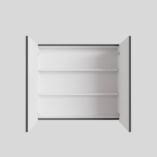 Spiegelkast BWS Cube 80x70x16 cm 2 Deuren Antraciet met Mat Wit