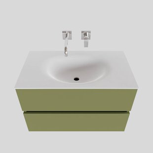 Badkamermeubel Solid Surface BWS Stockholm 80x46 cm Mat Groen (zonder kraangat)