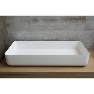Waskom Opbouw Rechthoekig Luca Sanitair 80x40x13,5 cm Solid Surface Mat Wit