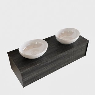 Badkamermeubel BWS Madrid Antraciet 120 cm met Topblad en Keramische Waskom Dubbel (2 kraangaten)