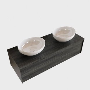 Badkamermeubel BWS Madrid Antraciet 120 cm met Topblad en Keramische Waskom Dubbel (0 kraangaten)