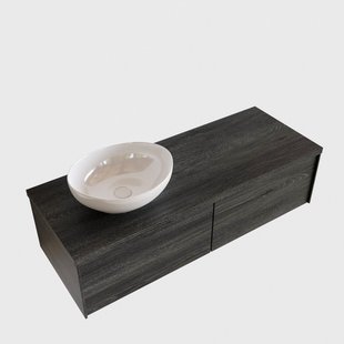 Badkamermeubel BWS Madrid Antraciet 120 cm met Topblad en Keramische Waskom Links (1 kraangat, 2 lades)