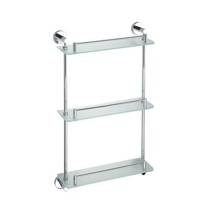 Drievoudige Glazen Planchet Sapho X-Round 40x68x12 cm Chroom