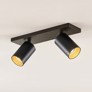 Arcchio spot Brinja, zwart, hoekig, Ø 6 cm, 2-polig, GU10