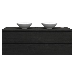 Badkamermeubelset Gliss Zeus 180 cm Zwart Eiken Met Waskom