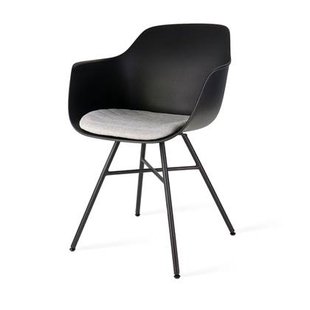 Nolon Noa-Liz Eetkamerstoel Zwart - Lichtgrijs Kussen - Zwarte Poten