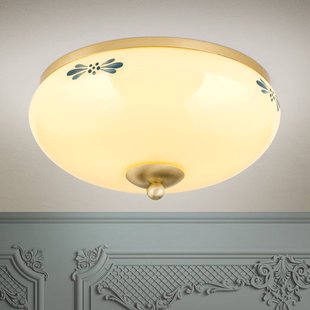 ORION Plafondlamp Landhaus messing crème blauw Ø28cm