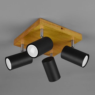 Trio Lighting Marley plafondspot, mat zwart, 4-lamps