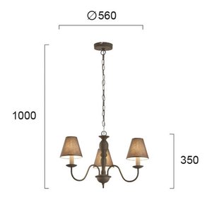 Viokef Kroonluchter Fatima, grijs, 3-lamps