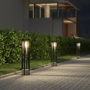 Lucande Tuinpadverlichting Overa, grijs, metaal, 68 cm, IP44, E27