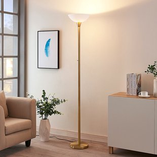 Lindby Vloerlamp Ignacia, messingkleurig, glas, 180 cm, E27