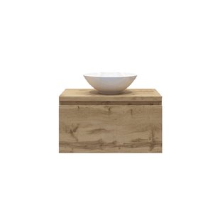 Badkamermeubelset Gliss Eros 80 cm Rustiek Eiken Met Waskom Badkamermeubelset Gliss Eros 80 cm Rustiek Eiken Met Waskom