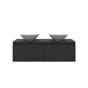 Badkamermeubelset Gliss Eros 120 cm Zwart Eiken Met 2 Lades Met Waskom Badkamermeubelset Gliss Eros 120 cm Zwart Eiken Met 2 Lades Met Waskom