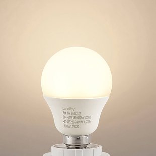 Lindby LED lamp, druppel, E14, 4,5W, opaal, 3000K