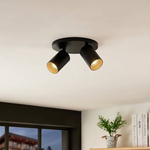 Arcchio spot Brinja, zwart, rond, Ø 6 cm, 2-lamps, GU10