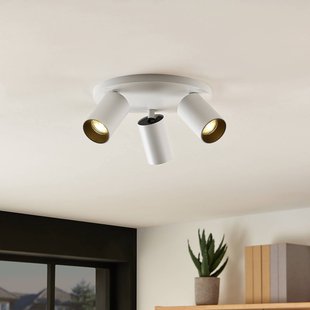 Arcchio spot Brinja, wit, rond, Ø 6 cm, 3-lamps, GU10