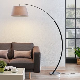 Lucande vloerlamp Evelyna, grijs/zwart, metaal, 192cm