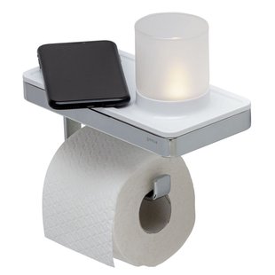 Planchet met Toiletrolhouder en Houder LED Licht Geesa Frame Wit Chroom