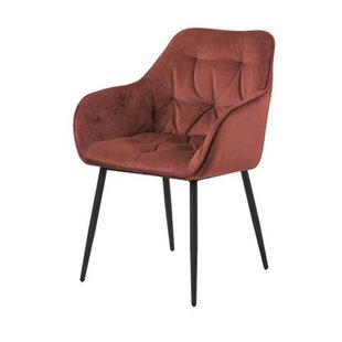 Lisomme Arian Eetkamerstoel Velvet Zachtroze - Met Armleuning