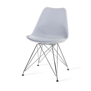 Essence Metal eetkamerstoel lichtgrijs - chroom onderstel