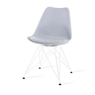 Essence Metal Eetkamerstoel Lichtgrijs - Wit Onderstel