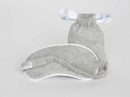 Yumeko Slaapmasker jersey white grey 100% biologisch en fairtrade katoen, jersey katoen (gebreid)