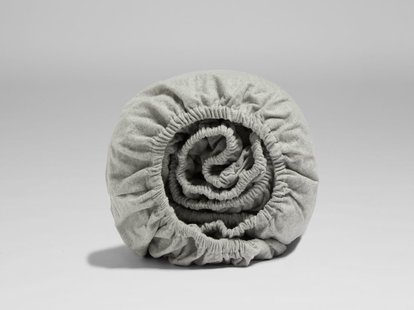 Yumeko Hoeslaken flanel light grey 180x200x30 100% biologisch katoen, flanel (licht geborsteld)