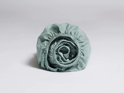 Yumeko Hoeslaken katoen satijn sea green 90x200x30 100% biologisch en fairtrade katoen, satijn geweven