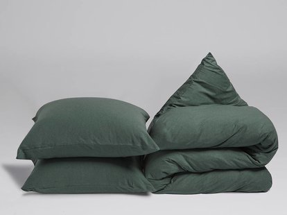 Yumeko Dekbedovertrek jersey pine green 100% biologisch en fairtrade katoen, jersey katoen (gebreid)