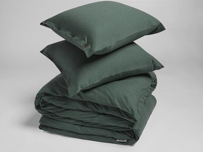 Yumeko Dekbedovertrek jersey pine green 200x220 + 2/60x70 100% biologisch en fairtrade katoen, jersey katoen (gebreid)