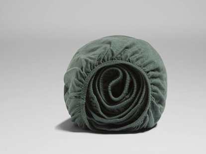 Yumeko Hoeslaken jersey pine green 180x210x30 100% biologisch en fairtrade katoen, jersey katoen (gebreid)