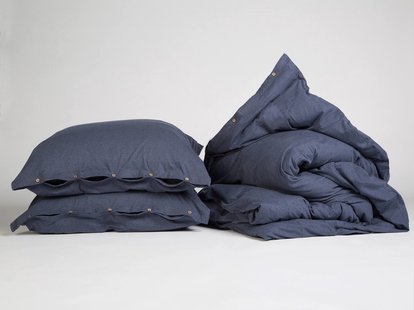 Yumeko Dekbedovertrek jersey indigo blue 100% biologisch en fairtrade katoen, jersey katoen (gebreid)