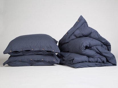Yumeko Dekbedovertrek jersey indigo blue 200x220 + 2/60x70 100% biologisch en fairtrade katoen, jersey katoen (gebreid)