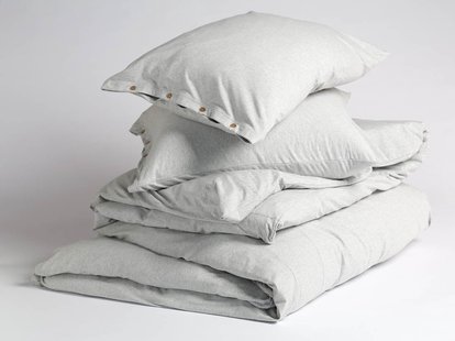 Yumeko Dekbedovertrek jersey white grey 200x220 + 2/60x70 100% biologisch en fairtrade katoen, jersey katoen (gebreid)