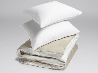 Yumeko Dekbedovertrek katoen satijn double face white/sandy 200x220 + 2/60x70 100% biologisch en fairtrade katoen, satijn geweven