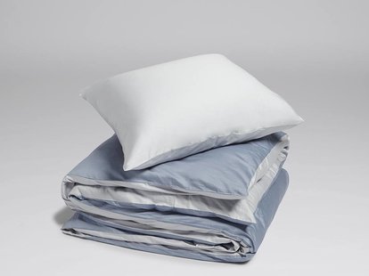 Yumeko Dekbedovertrek katoen satijn double face blue 140x220 + 1/60x70 100% biologisch en fairtrade katoen, satijn geweven